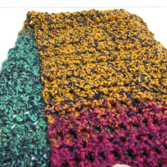 MultiColor Rainbow Scarf 140"x9" Extra Long Wide Chunky Handmade Crochet Knit - Picture 8 of 9